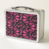 Modernes rosa skandinavisches Blumenmuster Metall Brotdose (Rückseite)