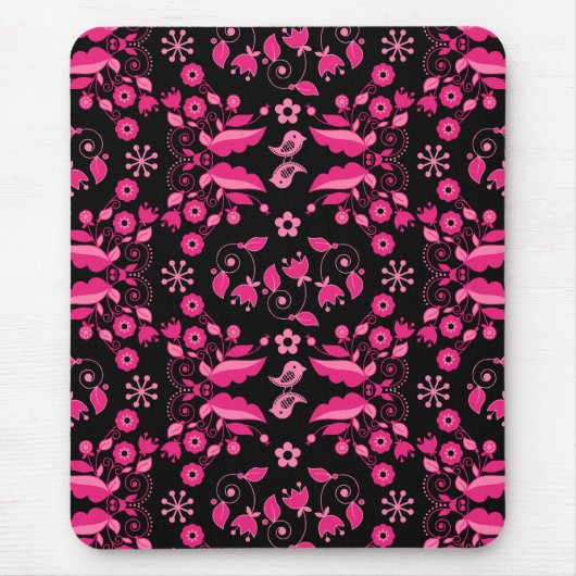 Modernes rosa skandinavisches Blumenmuster Mousepad (Vorne)