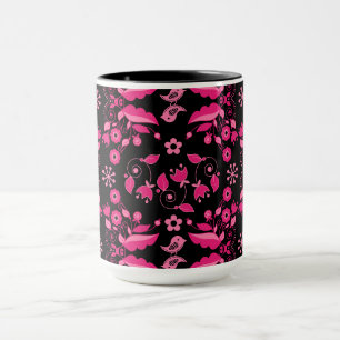 Modernes rosa skandinavisches Blumenmuster Tasse