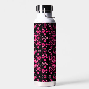 Modernes rosa skandinavisches Blumenmuster Trinkflasche