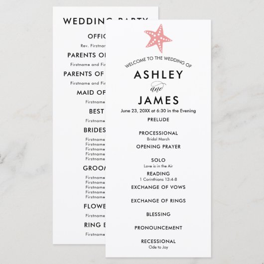 Modernes rosa Sterneneihprogramm für Feiern Programm (Vorne/Hinten)