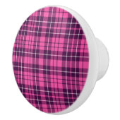 Modernes rosa Tartan Kariertes Muster Keramikknauf (Rechts)