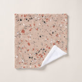 Modernes rosa Terrazzo-Druckmuster Badhandtuch Set (Waschlappen)
