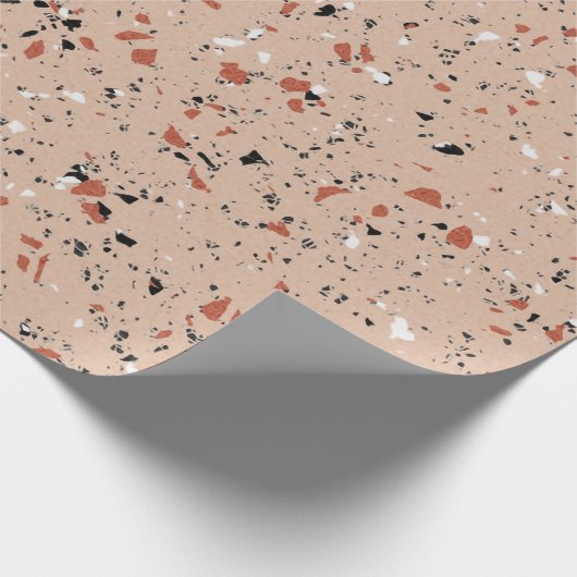 Modernes rosa Terrazzo-Druckmuster Geschenkpapier (Ecke)