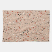 Modernes rosa Terrazzo-Druckmuster Geschirrtuch (Horizontal)