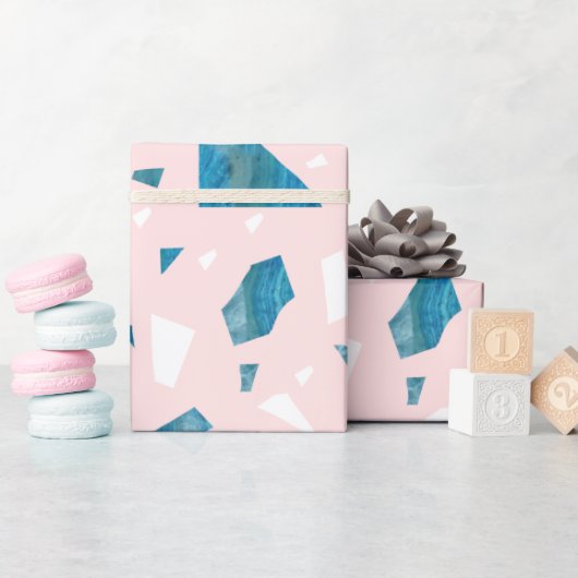 Modernes Rosa Terrazzo-Mosaik Geschenkpapier (Babyparty)