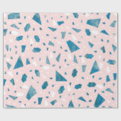 Modernes Rosa Terrazzo-Mosaik Geschenkpapier (Flach)