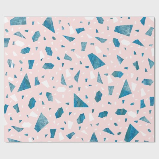 Modernes Rosa Terrazzo-Mosaik Geschenkpapier (Flach)