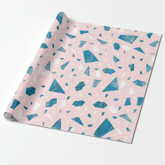 Modernes Rosa Terrazzo-Mosaik Geschenkpapier (Ungerollt)