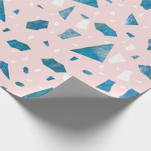 Modernes Rosa Terrazzo-Mosaik Geschenkpapier (Ecke)