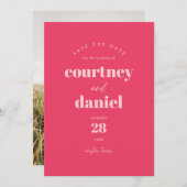 Modernes rosa trendy Foto Save the Date (Vorne/Hinten)