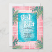 Modernes rosa tropisches Party mit Palmenblumen Sw Einladung (Vorderseite)