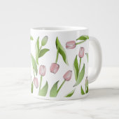 Modernes rosa Tulip-Muster Jumbo-Tasse (Vorderseite Rechts)