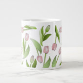 Modernes rosa Tulip-Muster Jumbo-Tasse (Vorderseite)