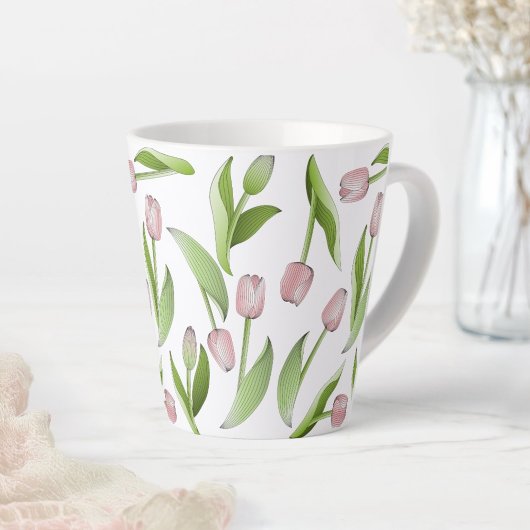Modernes rosa Tulip-Muster Milchtasse