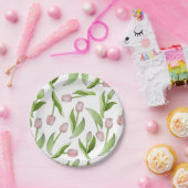 Modernes rosa Tulip-Muster Pappteller (Party)