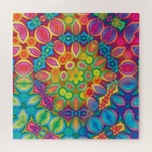 Modernes Rosa Türkis Lila grünes Kaleidoskop Puzzle (Horizontal)