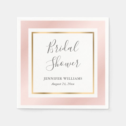 Modernes Rosa und Gold Brautparty Napkins Serviette (Vorderseite)