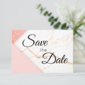 Modernes Rosa- und Gold-Glitzer Save The Date (Stehend Vorderseite)