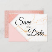 Modernes Rosa- und Gold-Glitzer Save The Date (Vorne/Hinten)