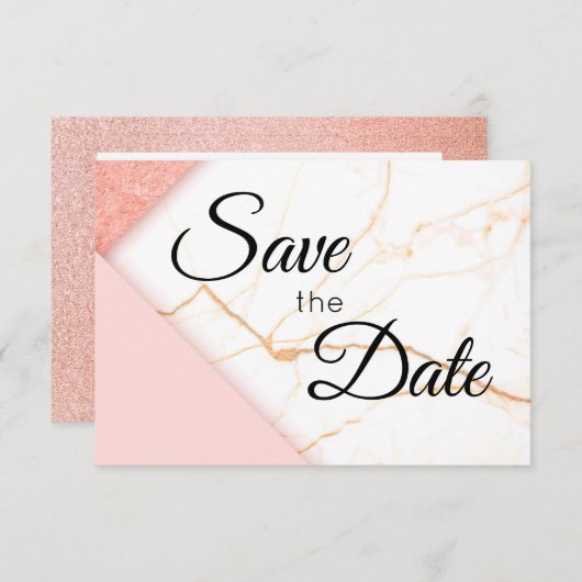 Modernes Rosa- und Gold-Glitzer Save The Date (Vorne/Hinten)