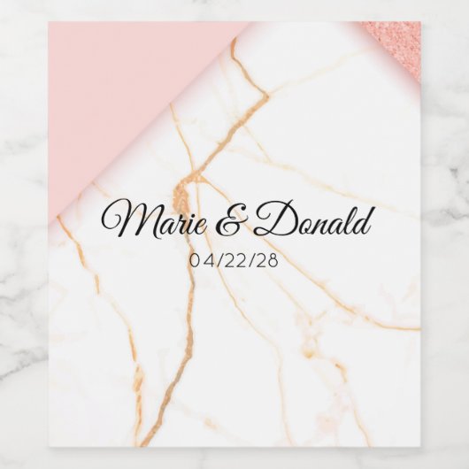 Modernes Rosa- und Gold-Glitzer Weinetikett (Einzelnes Label)