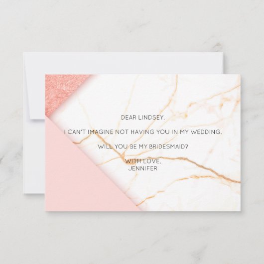 Modernes Rosa und Gold werden Sie meine Brautjungf (Rückseite)