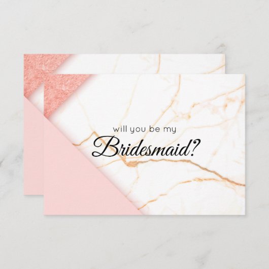 Modernes Rosa und Gold werden Sie meine Brautjungf (Vorne/Hinten)