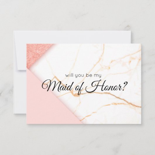 Modernes Rosa und Gold werden Sie meine Trauzeugin (Vorderseite)