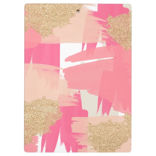 Modernes rosa und goldenes Glitzer Abstraktes Must Klemmbrett (Rückseite)