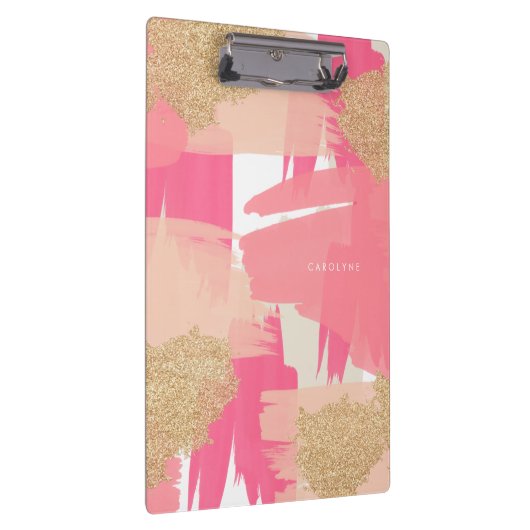 Modernes rosa und goldenes Glitzer Abstraktes Must Klemmbrett (Rechts)