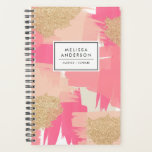 Modernes rosa und goldenes Glitzer Abstraktes Must Planer<br><div class="desc">Femininer und trendiger Sonderplaner mit rosa Pinselmuster mit goldenen Glitzer Akzenten. Personalisieren Sie diese,  indem Sie Ihren Namen oder Ihre kurze Phrase hinzufügen. Dieser moderne abstrakte Planer wird als personalisiertes Geschenk perfekt sein. Matching-Elemente sind verfügbar.</div>