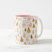 Modernes, rosa und goldenes Weihnachtsbaummuster Zweifarbige Tasse (VorderseiteRechts)