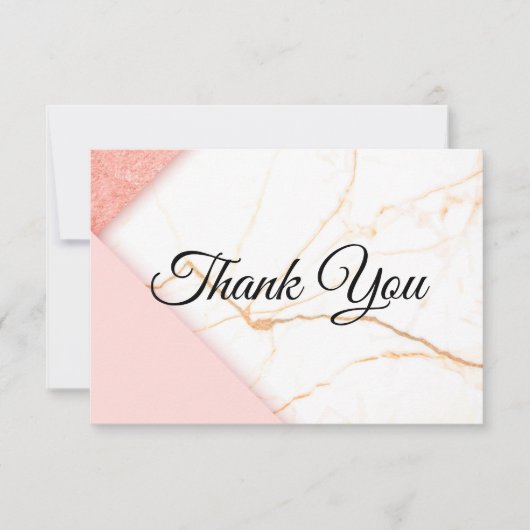Modernes Rosa- und Goldmarmor Dankeskarte (Vorderseite)