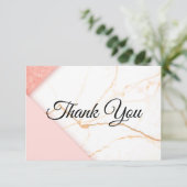 Modernes Rosa- und Goldmarmor Dankeskarte (Stehend Vorderseite)