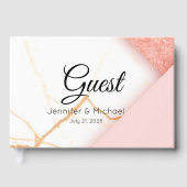 Modernes Rosa- und Goldmarmor Gästebuch (Vorderseite)