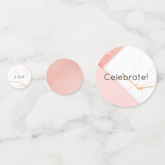 Modernes Rosa- und Goldmarmor Konfetti (Rückseiten)