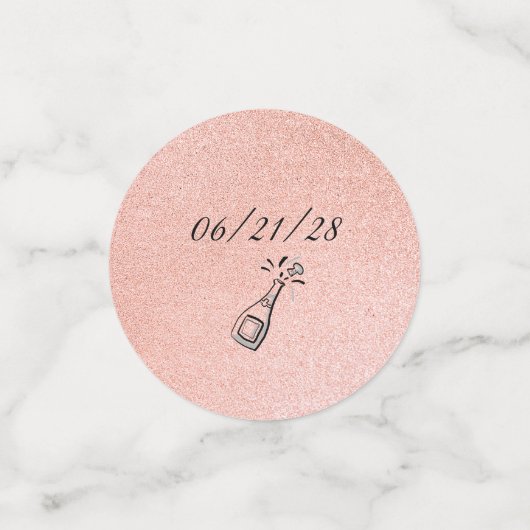 Modernes Rosa- und Goldmarmor Konfetti (Klein Vorderseite)