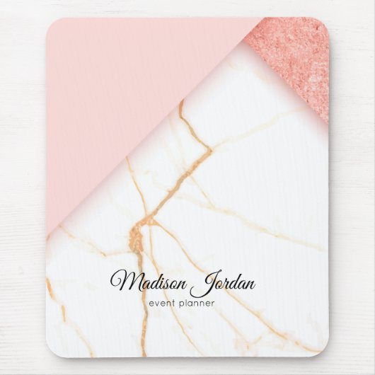 Modernes Rosa- und Goldmarmor Mousepad (Vorne)