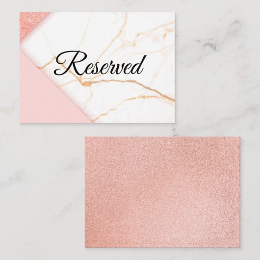 Modernes Rosa- und Goldmarmor Platzkarte (Vorne/Hinten)