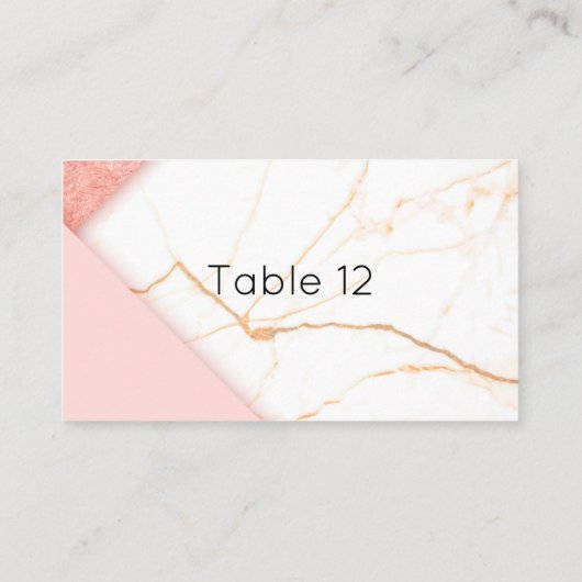 Modernes Rosa- und Goldmarmor Platzkarte (Rückseite)