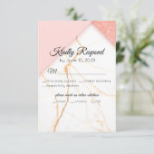 Modernes Rosa- und Goldmarmor RSVP Karte (Stehend Vorderseite)