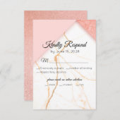 Modernes Rosa- und Goldmarmor RSVP Karte (Vorne/Hinten)
