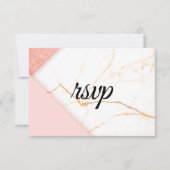 Modernes Rosa- und Goldmarmor RSVP Karte (Vorderseite)