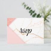 Modernes Rosa- und Goldmarmor RSVP Karte (Stehend Vorderseite)