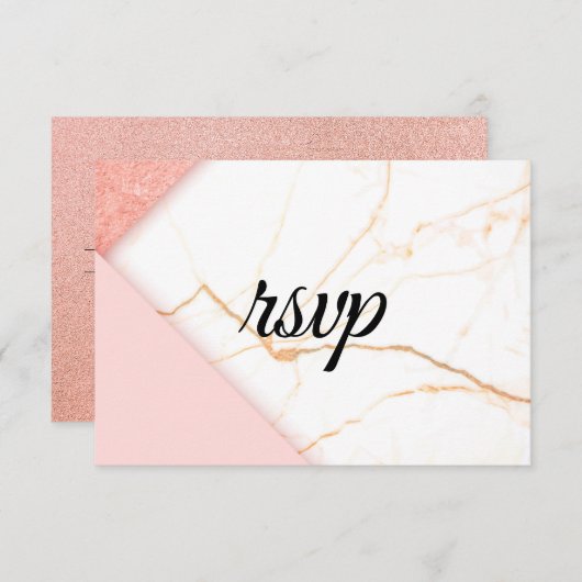 Modernes Rosa- und Goldmarmor RSVP Karte (Vorne/Hinten)