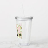 Modernes rosa und grünes Avocado-Muster mit Namen Acryltrinkbecher (Links)