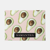 Modernes rosa und grünes Avocado-Muster mit Namen Fußmatte (Vorderseite)