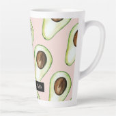 Modernes rosa und grünes Avocado-Muster mit Namen Milchtasse (Rechts)