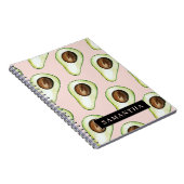 Modernes rosa und grünes Avocado-Muster mit Namen Notizblock (Rechte Seite)